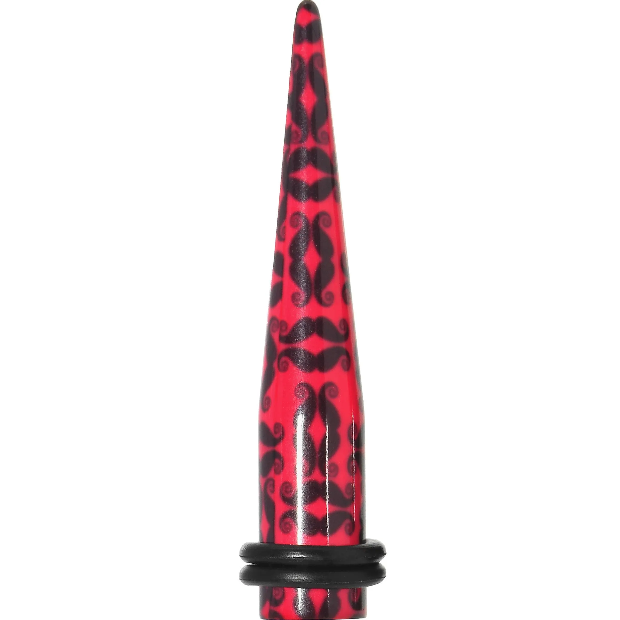 0 Gauge Black Mustaches Red Acrylic Taper Ear Plug