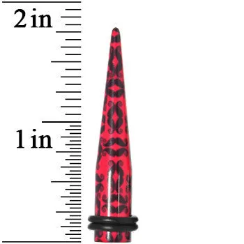 0 Gauge Black Mustaches Red Acrylic Taper Ear Plug