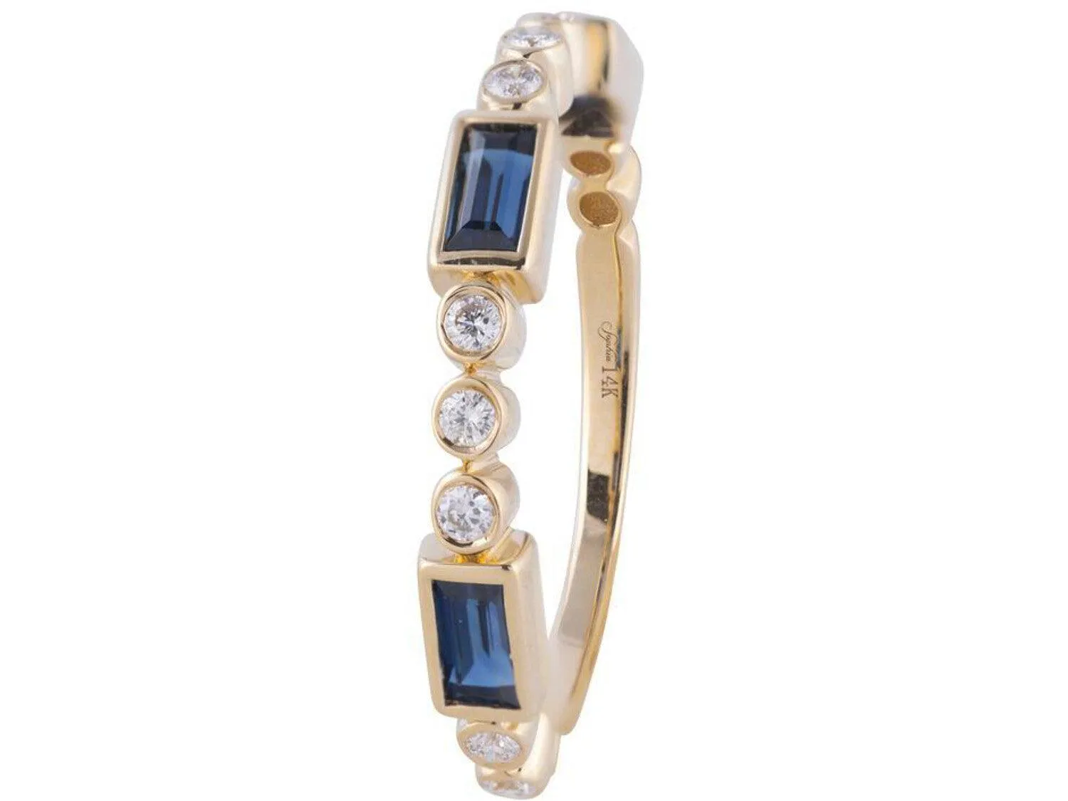 0.15ctw Diamond and Sapphire Ring, Yellow Gold