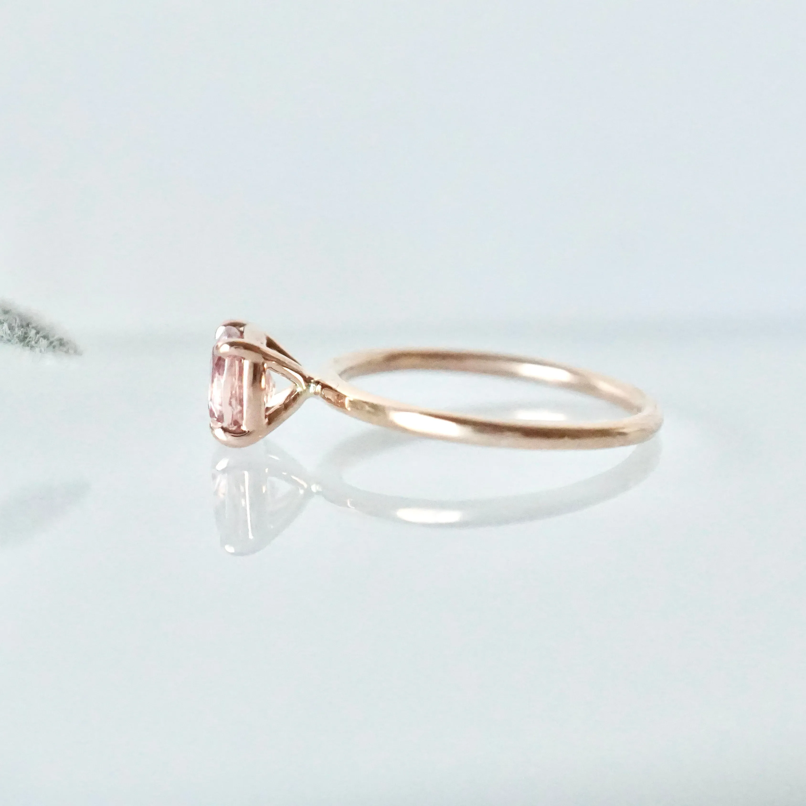 1 Carat Natural Pink Sapphire 14k Rose Gold Ring - Diamond Alternative Sapphire Engagement Ring