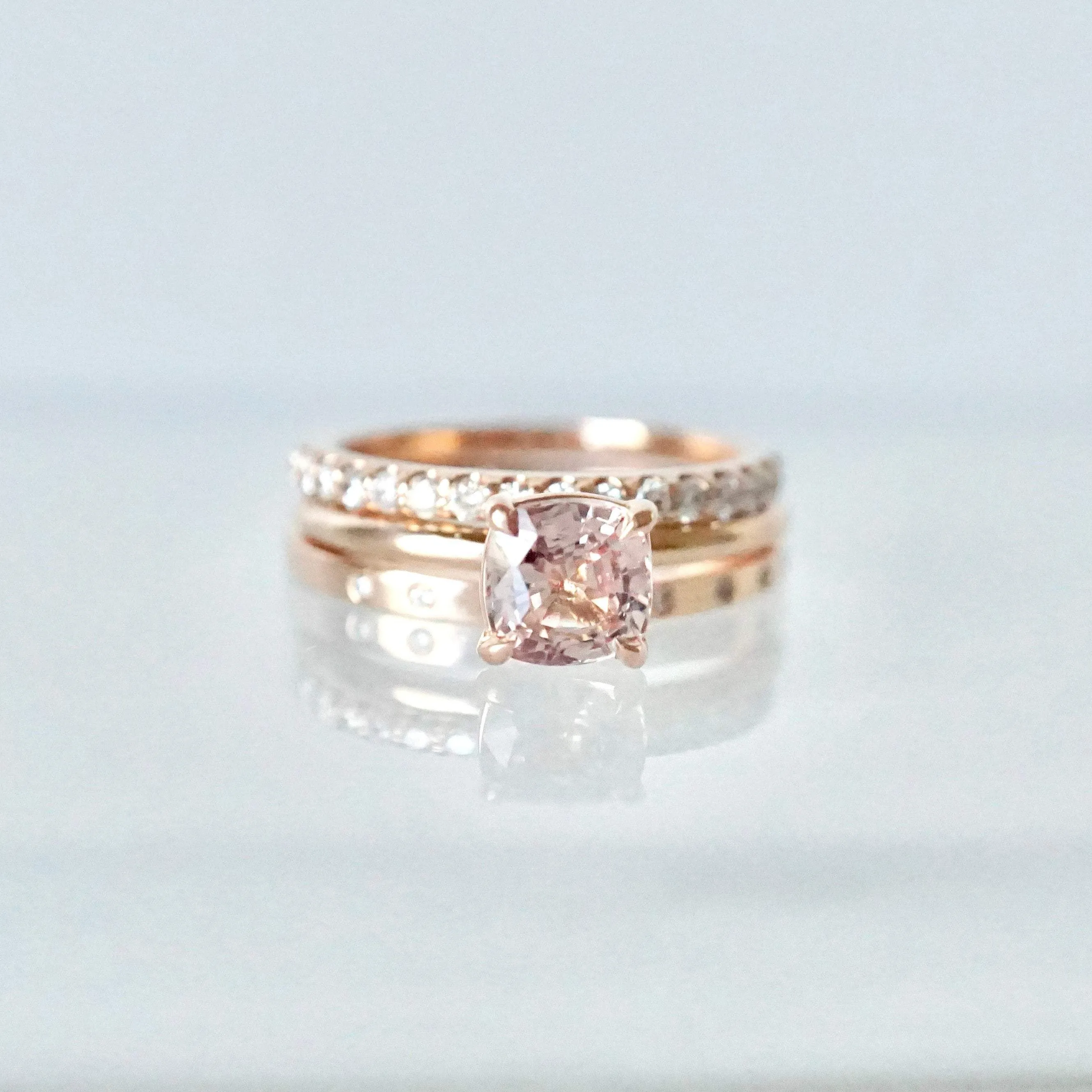 1 Carat Natural Pink Sapphire 14k Rose Gold Ring - Diamond Alternative Sapphire Engagement Ring