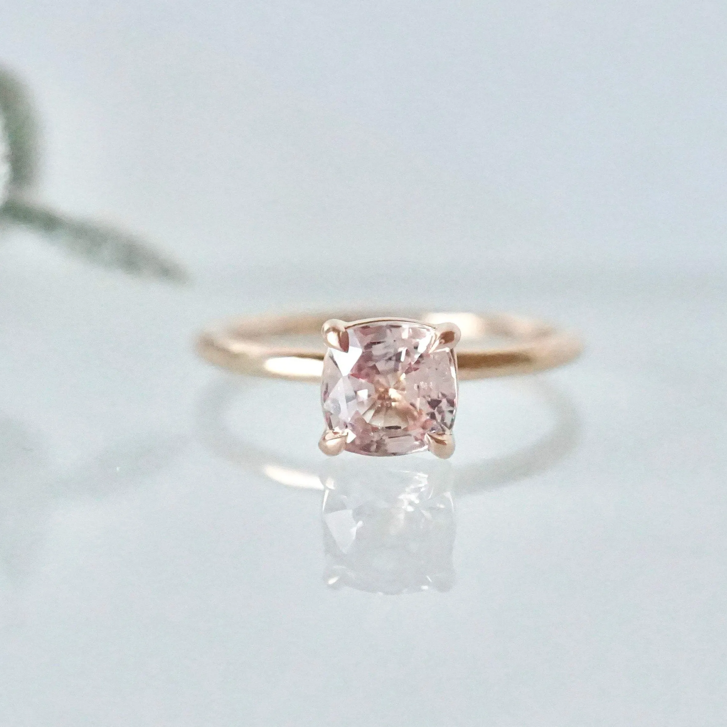 1 Carat Natural Pink Sapphire 14k Rose Gold Ring - Diamond Alternative Sapphire Engagement Ring