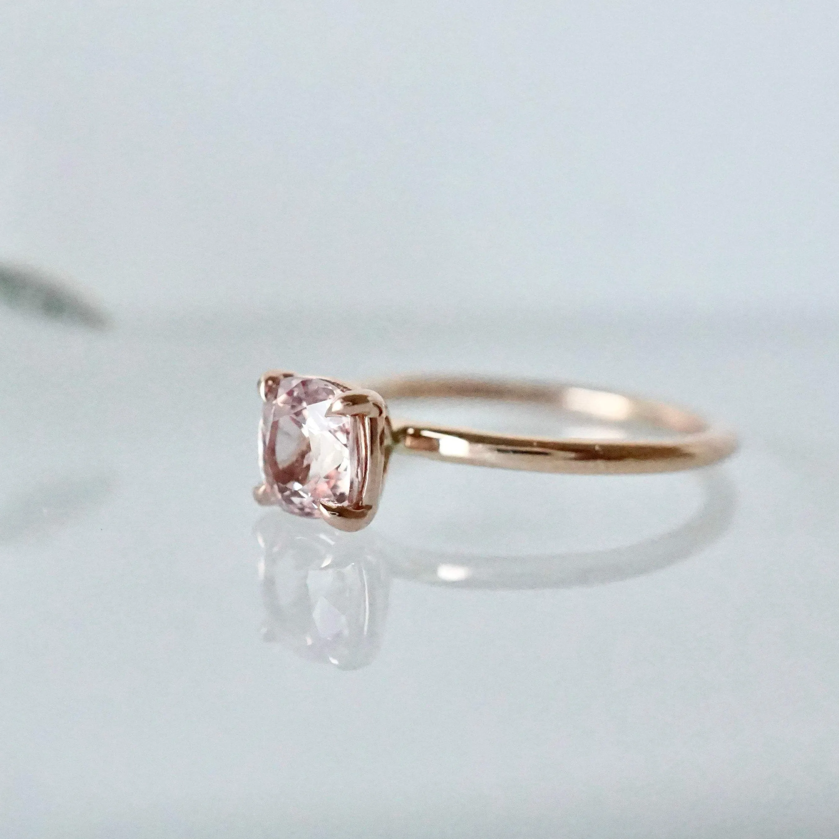 1 Carat Natural Pink Sapphire 14k Rose Gold Ring - Diamond Alternative Sapphire Engagement Ring