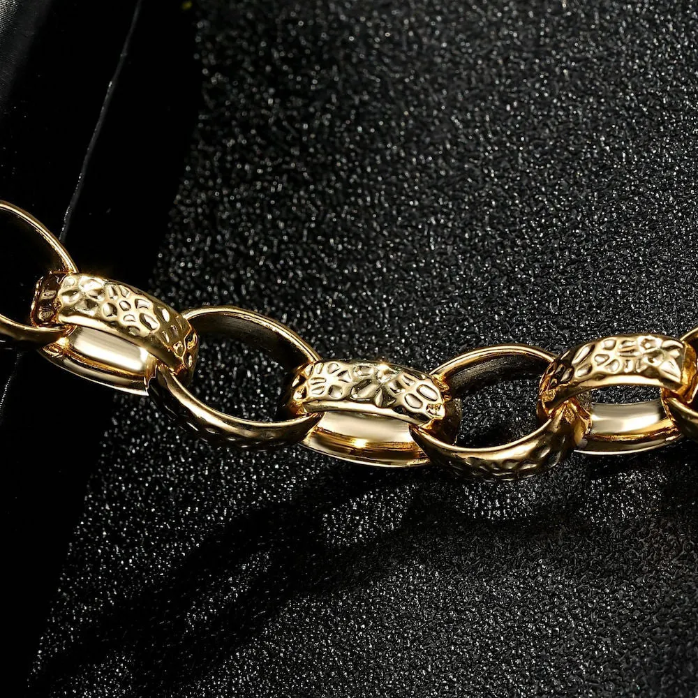 10mm Gold Filled Oval Belcher Bracelet for Women 7/8 Inches