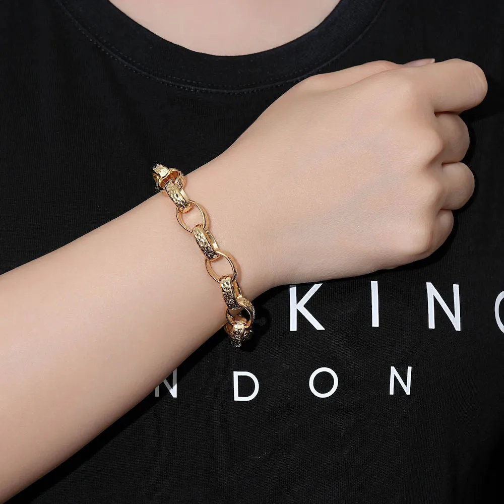 10mm Gold Filled Oval Belcher Bracelet for Women 7/8 Inches