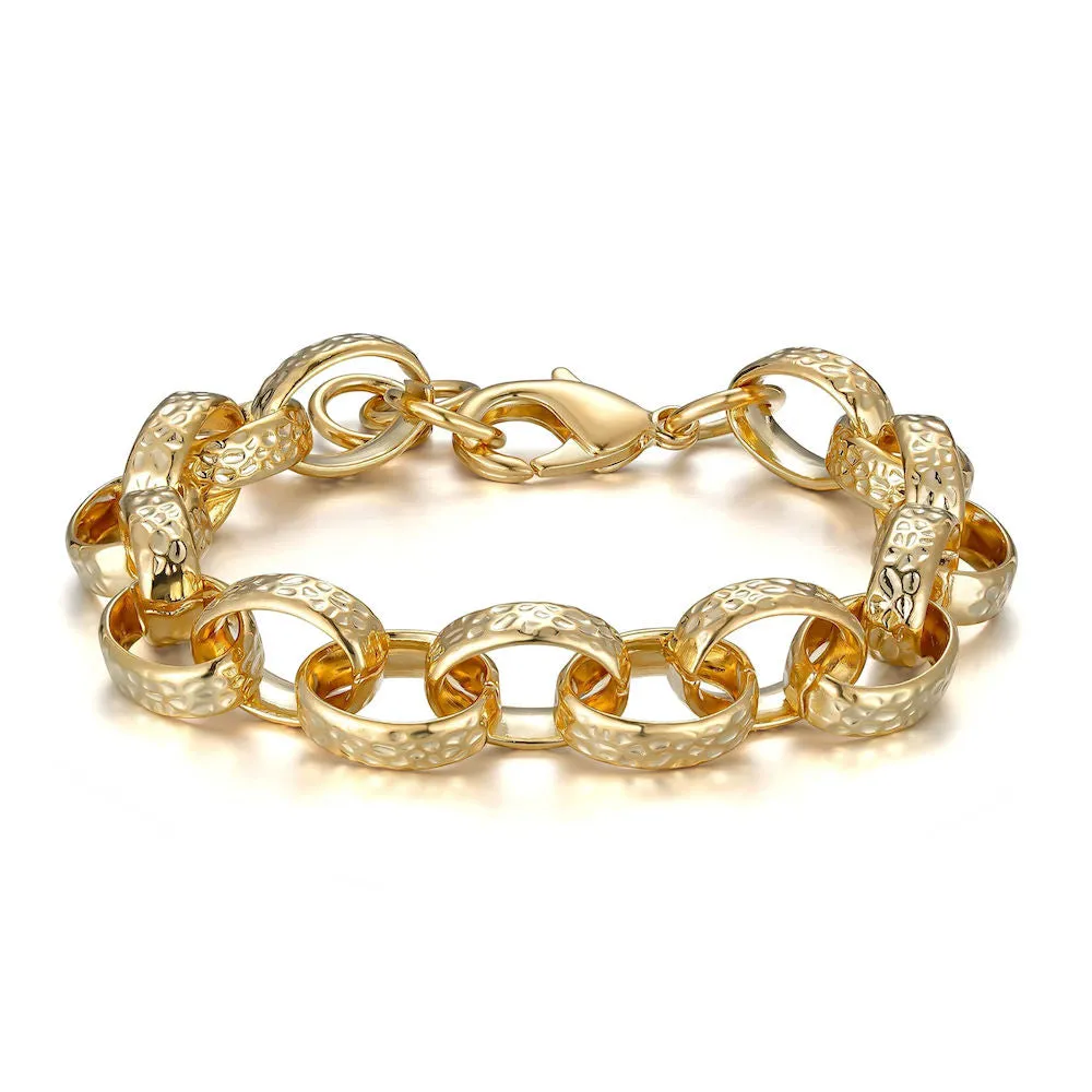 10mm Gold Filled Oval Belcher Bracelet for Women 7/8 Inches