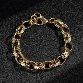 10mm Gold Filled Oval Belcher Bracelet for Women 7/8 Inches