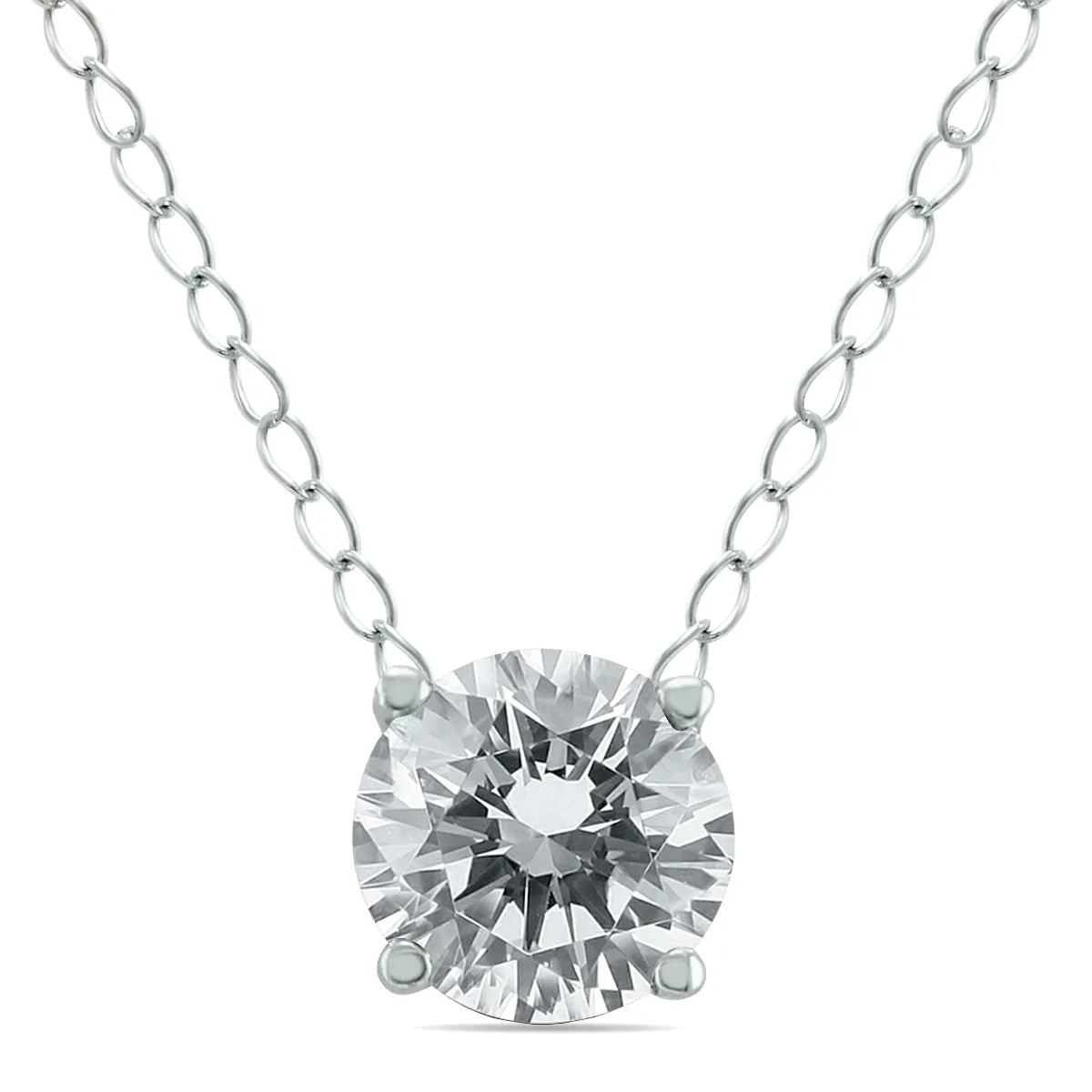 1/3 Carat Floating Round Diamond Solitaire Necklace In 14K White Gold