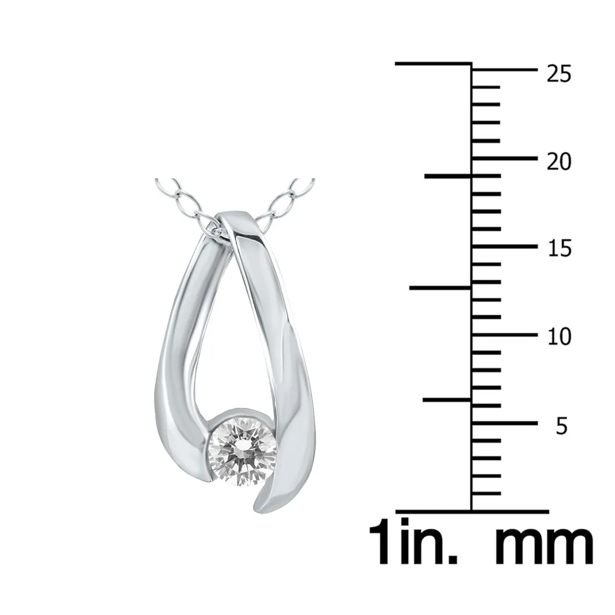1/4 Ctw Natural Diamond Nestled Loop Pendant Necklace 10K White Gold