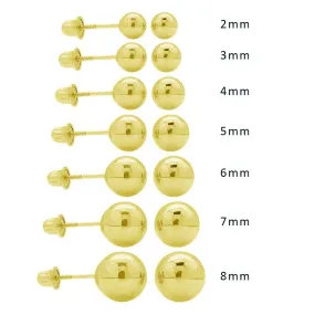 14E00009. - 14 Karat Yellow Gold Screw Backing Bead Stud Earring