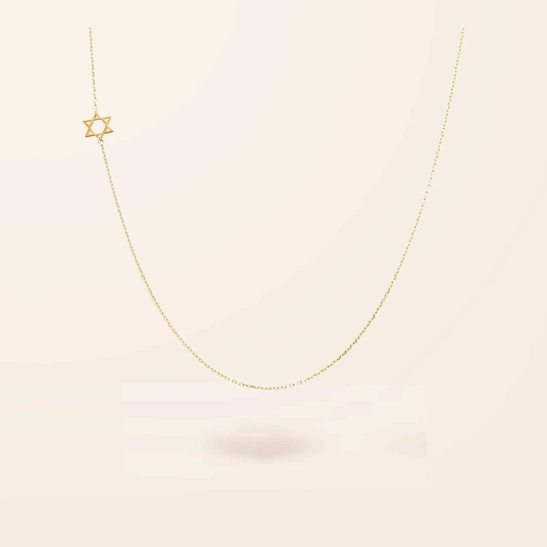 14K Gold Asymmetrical Star of David Necklace