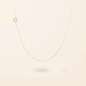 14K Gold Asymmetrical Star of David Necklace
