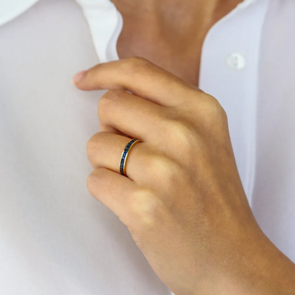 14k Gold Full Eternity Princess Cut Sapphire Ring