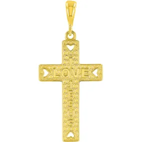 14K Gold I Love Jesus Cross Charm Pendant - Yellow Gold