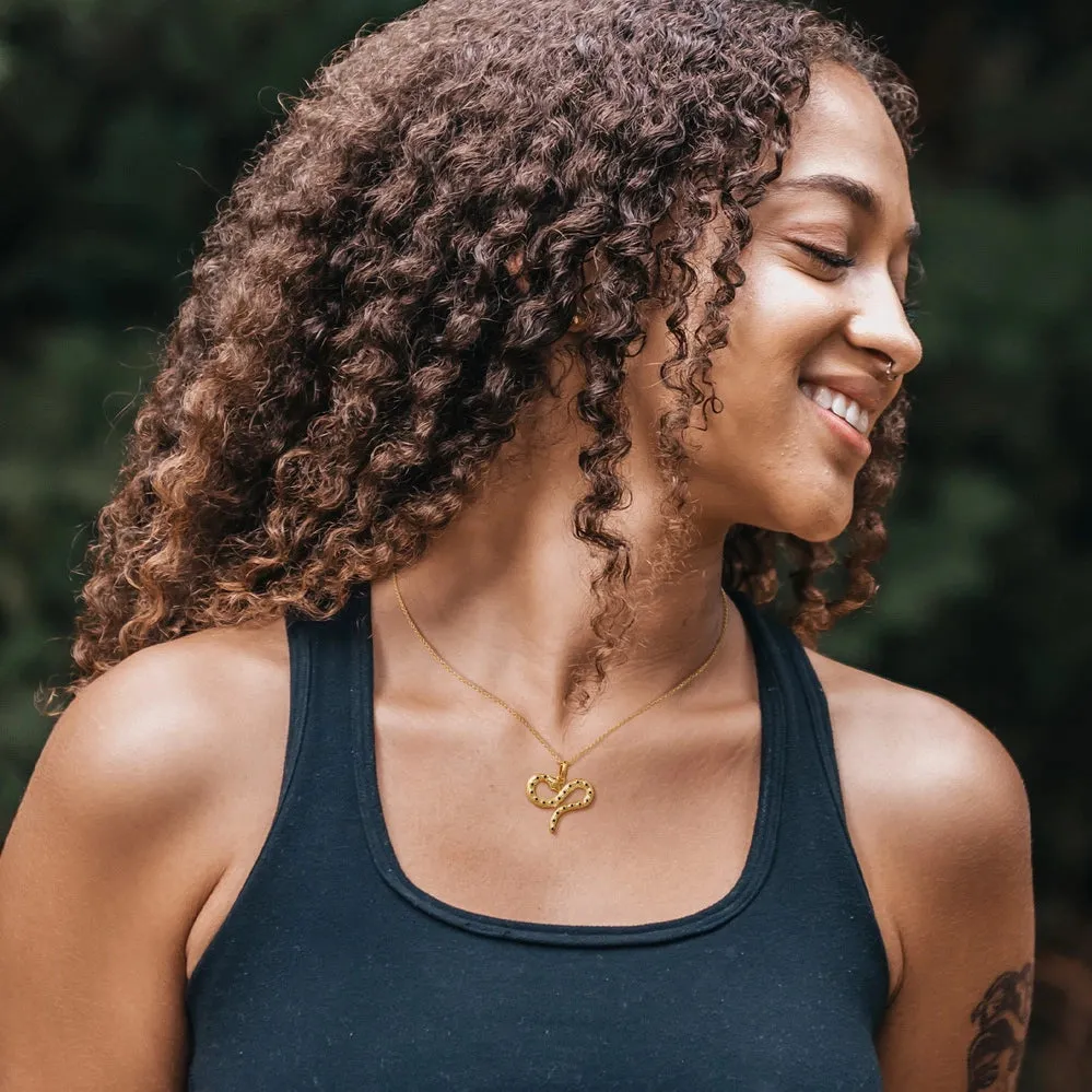 14K Layered Serpent Pendant Choker Gold Snake Necklace- Cuban Cable Snake