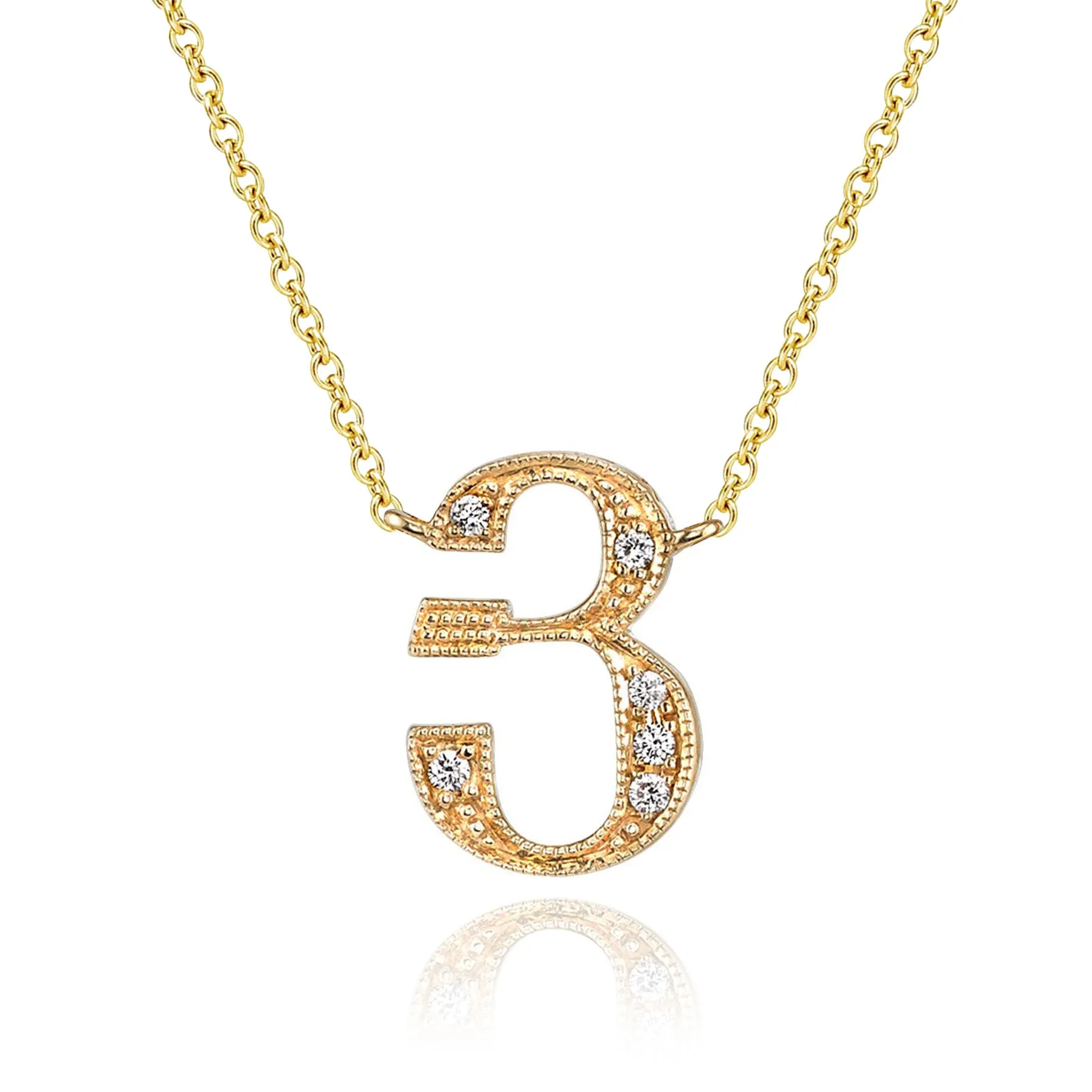 14K Yellow Gold Armenian Initial Diamond Necklace