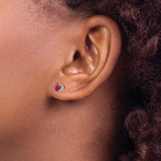 14KT GOLD 1.40 CTW ROUND RUBY STUD EARRINGS