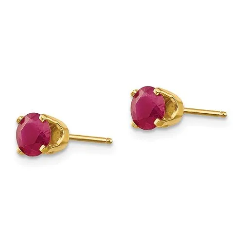14KT GOLD 1.40 CTW ROUND RUBY STUD EARRINGS