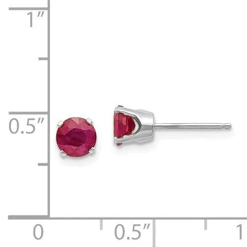 14KT GOLD 1.40 CTW ROUND RUBY STUD EARRINGS