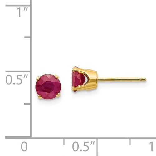 14KT GOLD 1.40 CTW ROUND RUBY STUD EARRINGS
