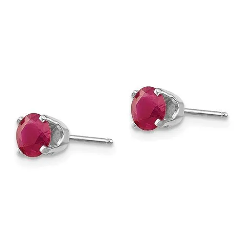 14KT GOLD 1.40 CTW ROUND RUBY STUD EARRINGS