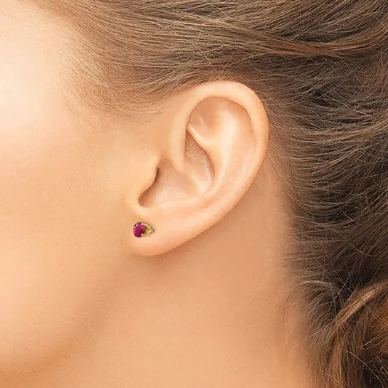 14KT GOLD 1.40 CTW ROUND RUBY STUD EARRINGS