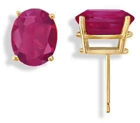 14KT GOLD 1.90 CTW OVAL RUBY STUD EARRINGS
