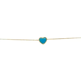 14kt Turquoise Heart Bead Bracelet