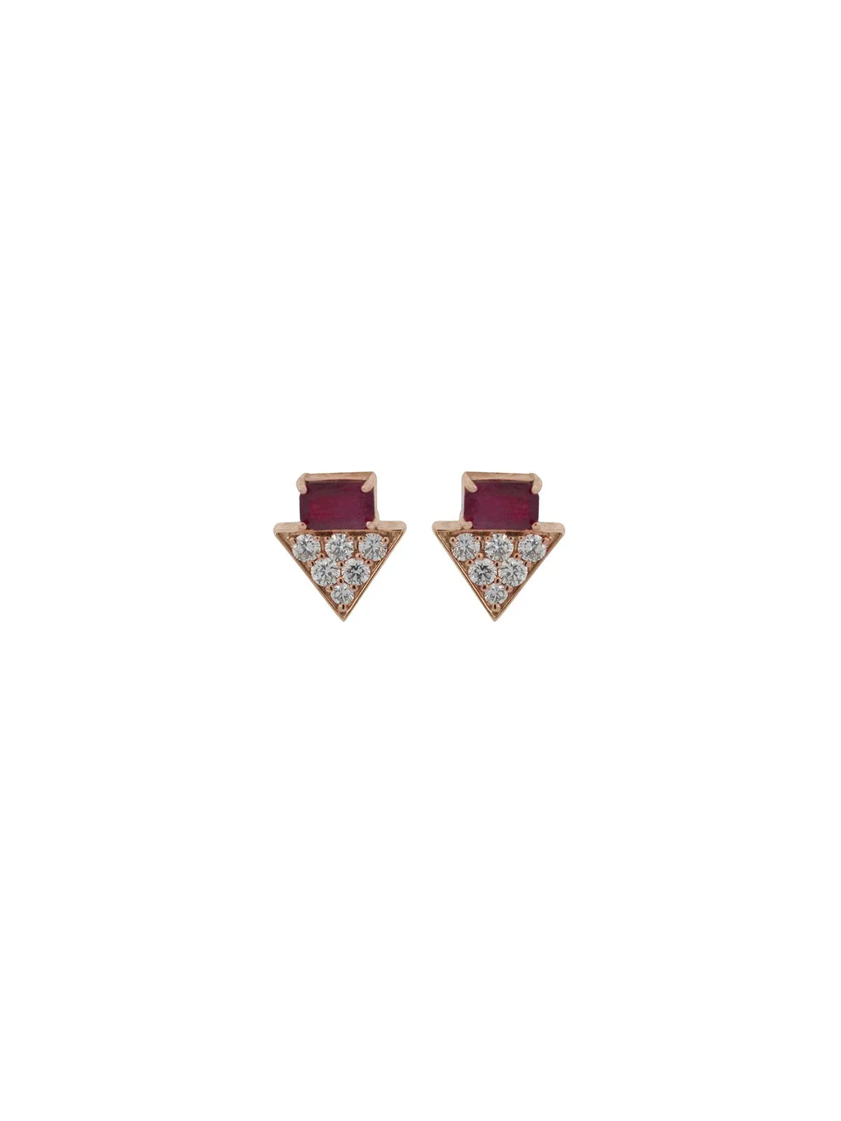 1.82ct Diamond Ruby 14K Gold Stud Earrings