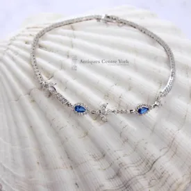 18ct White Gold Blue & White Synthetic Spinel Bracelet