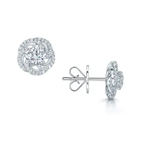 18ct White Gold Diamond Pave Swirl Stud Earrings