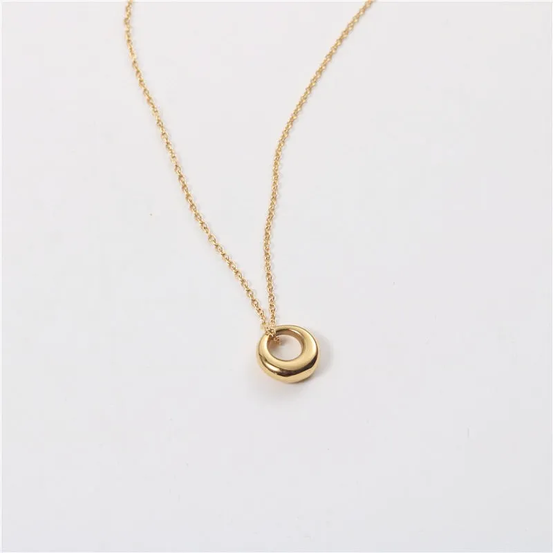 18k Gold Plated Geometric Circle Necklace
