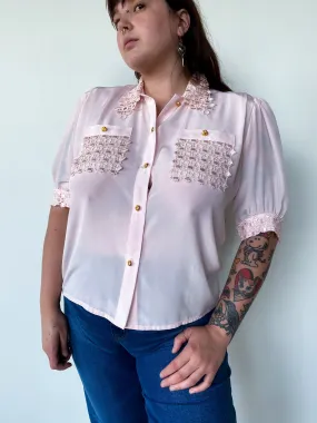 1980s Blush Pink Blouse, sz. 1X