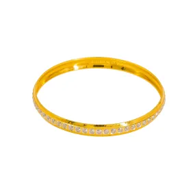 22K Multi Tone Gold Baby Bangles 2pc W/ Round Laser Details