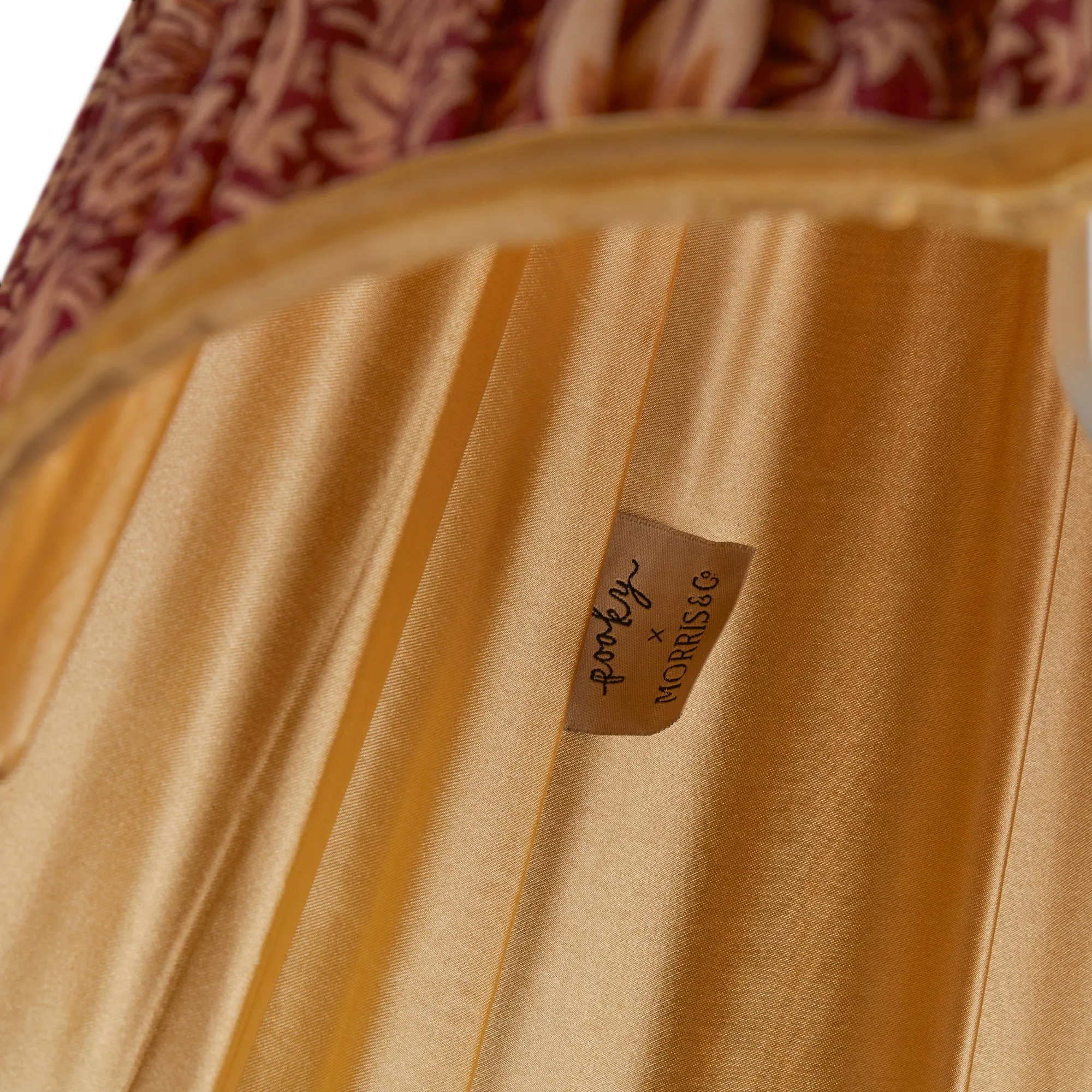 25cm scalloped empire shade in claret & gold silk Snakeshead by Morris & Co.