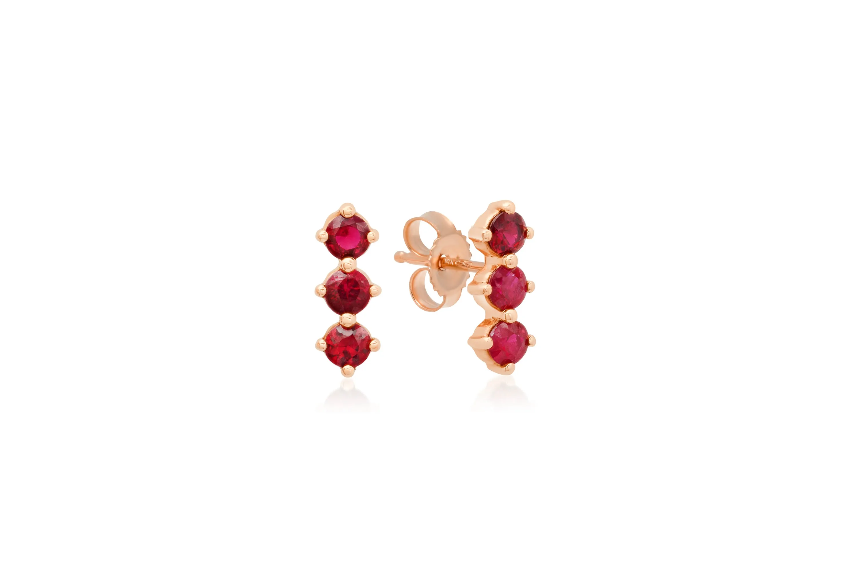 3 Ruby Stud Earrings