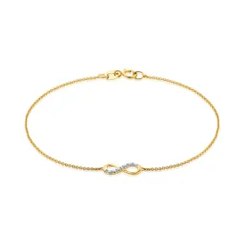 9ct Yellow Gold & Diamond Set Infinity Bracelet