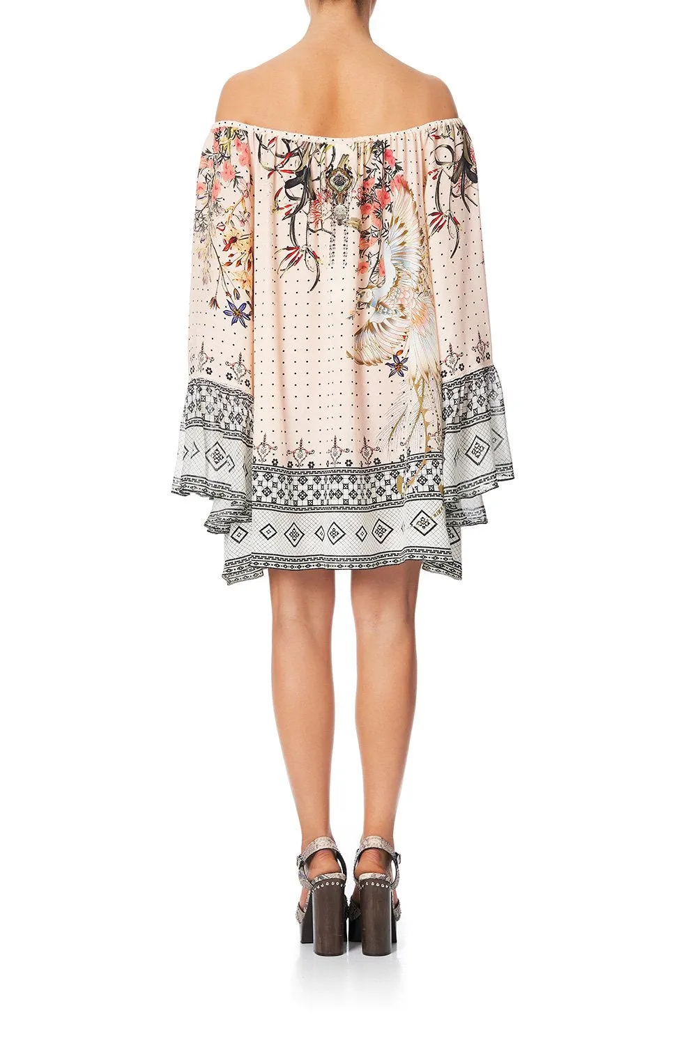 A-LINE DRESS WITH RUFFLE SLEEVE KINDRED SKIES