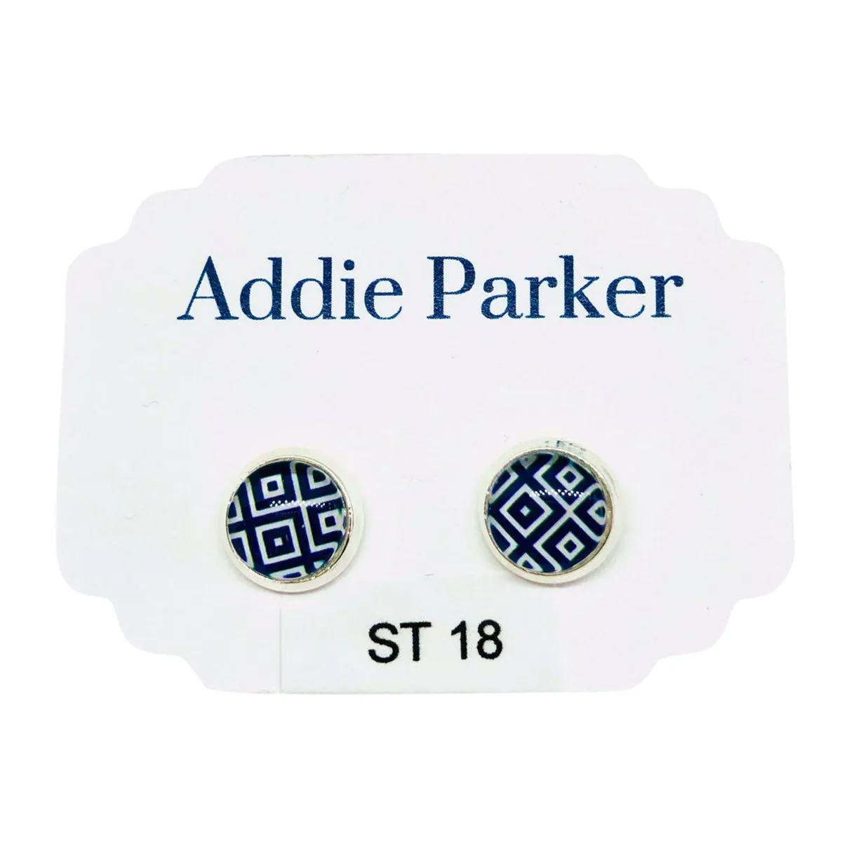 ADDIE PARKER EARRINGS STUD SET BLUE GEOMETRIC