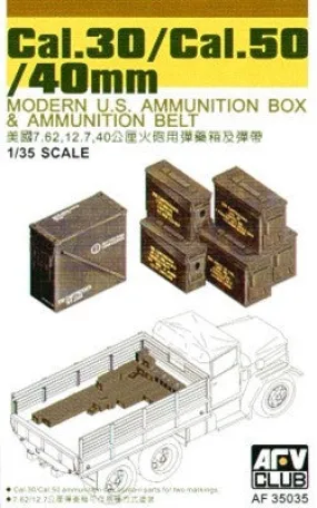 AFV Club Military 1/35 .30/.50 Cal. 40mm Modern US Ammo Boxes & Belts Kit