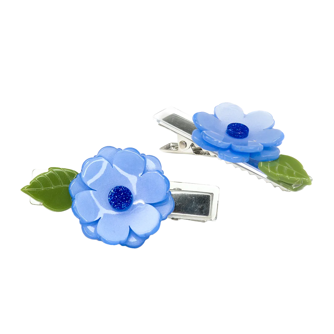Alligator Clip Set - Blue Peonies