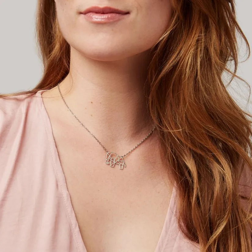Annie Oak Elephant Geometric Necklace