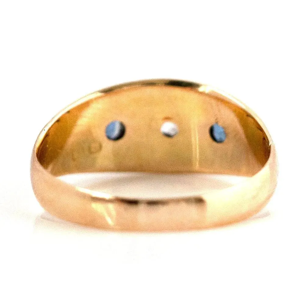 Antique Victorian Sapphire Diamond 18ct Gold Gypsy Star Ring
