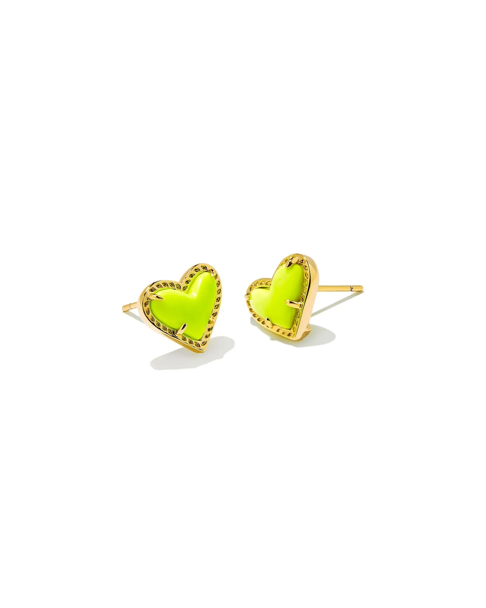 Ari Heart Stud Earring in Gold Neon Yellow
