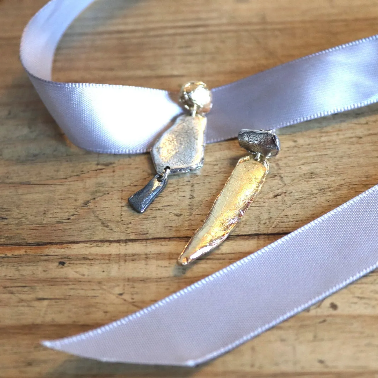 Asymmetrical Abstract Long Drop Earrings