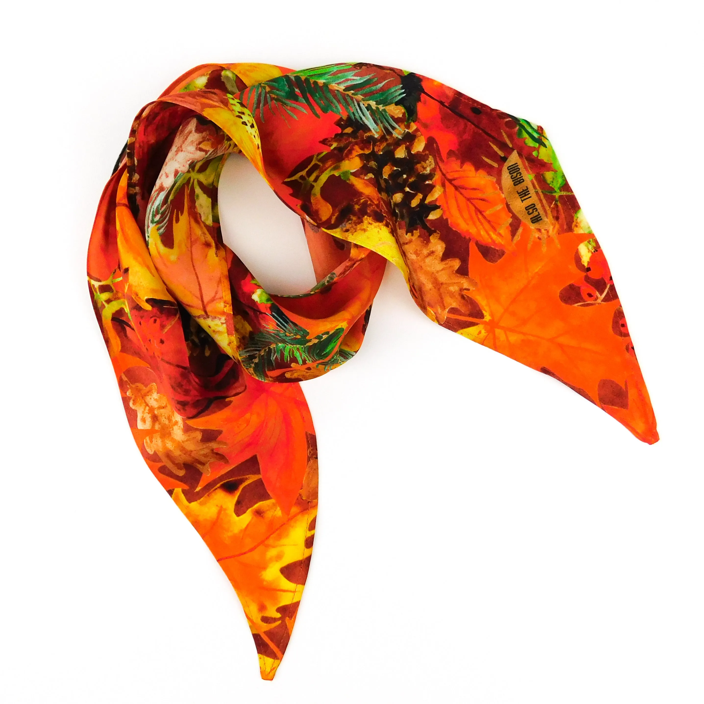 Autumna Fallen Leaves Print Silk Skinny Minnie