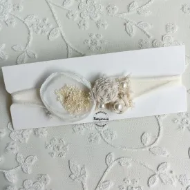 Babymoon Baby Designer Floral Headband - White