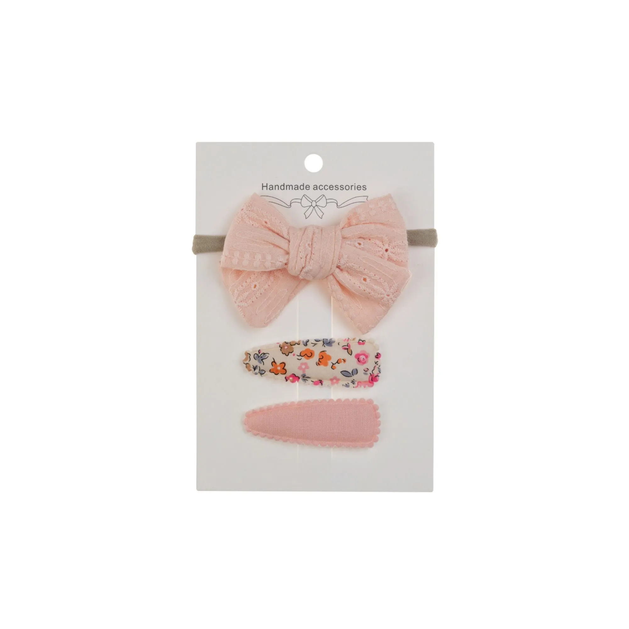 Ballerina Snap Hair Clips & Bow Set in Coral