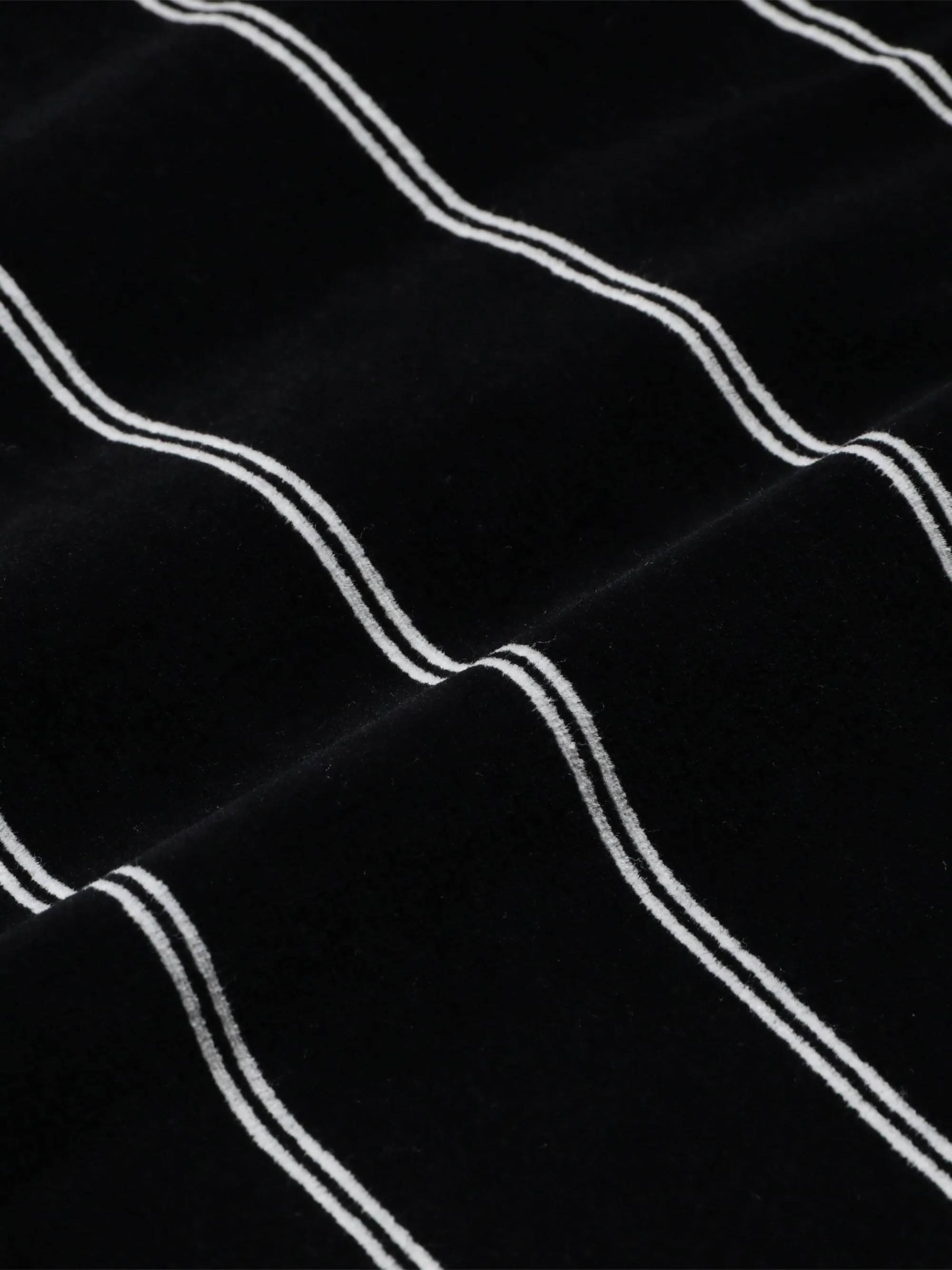 Beams Velor Border Polo - Black