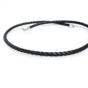 Black Leather Braid Necklace